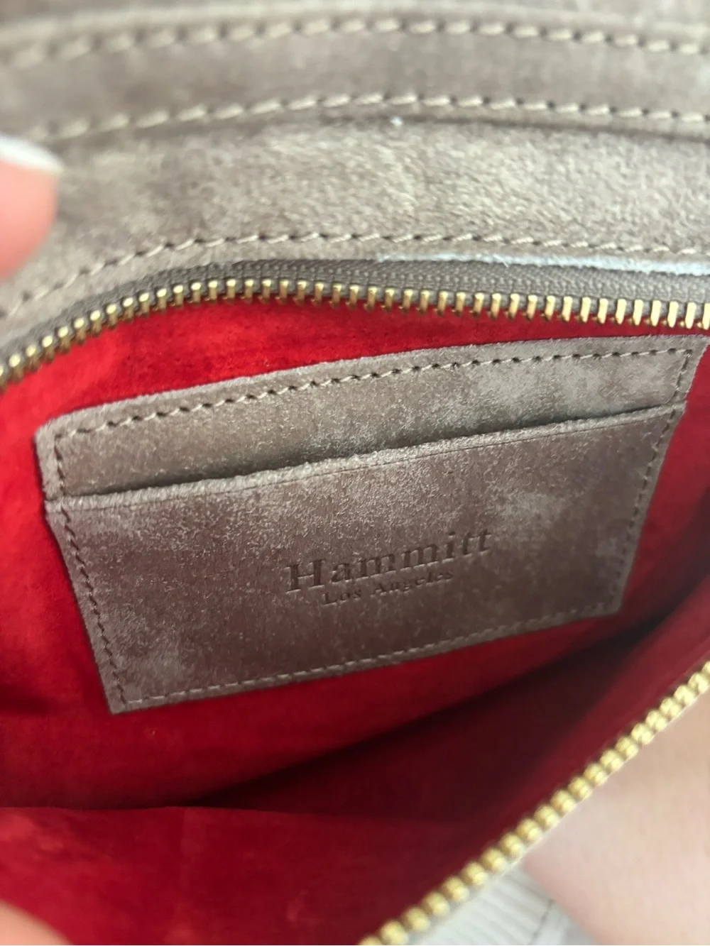Hammitt Fold-Over Suede Crossbody Bag in Taupe
